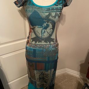 Vintage “Save the Queen” stunning Turquoise maxi Dress